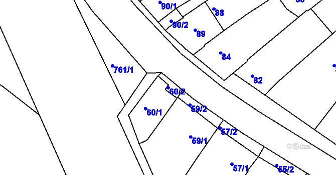Parcela st. 60/2 v KÚ Havřice, Katastrální mapa