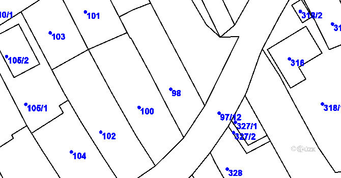 Parcela st. 98 v KÚ Havřice, Katastrální mapa