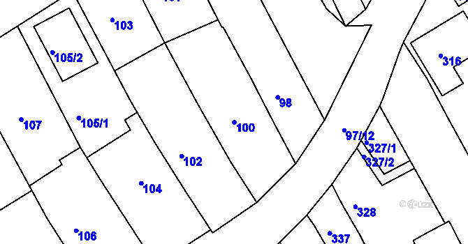 Parcela st. 100 v KÚ Havřice, Katastrální mapa