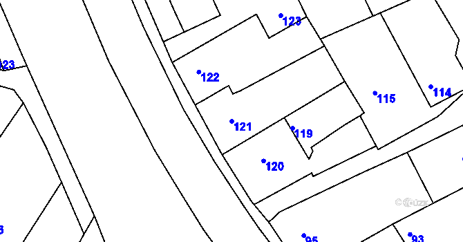 Parcela st. 121 v KÚ Havřice, Katastrální mapa
