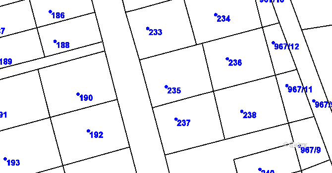 Parcela st. 235 v KÚ Havřice, Katastrální mapa