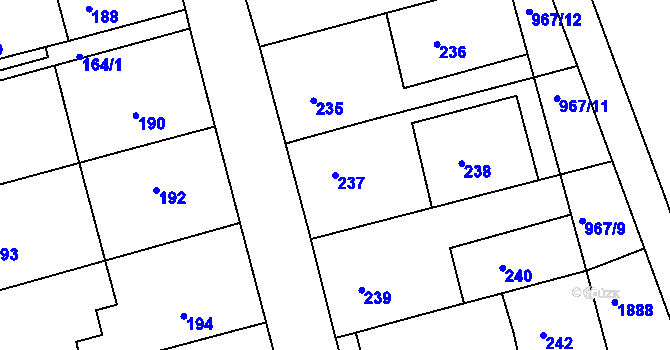 Parcela st. 237 v KÚ Havřice, Katastrální mapa