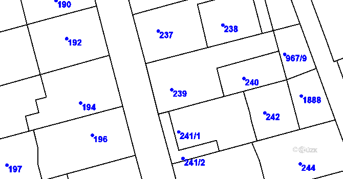 Parcela st. 239 v KÚ Havřice, Katastrální mapa