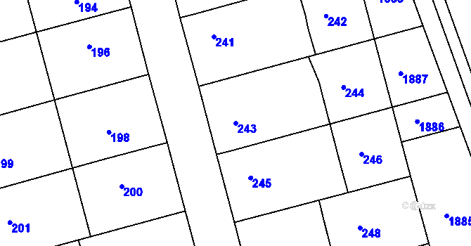 Parcela st. 243 v KÚ Havřice, Katastrální mapa