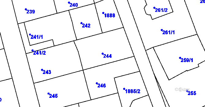 Parcela st. 244 v KÚ Havřice, Katastrální mapa
