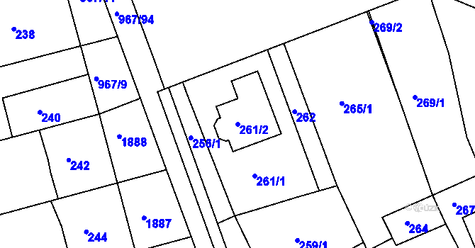 Parcela st. 261/2 v KÚ Havřice, Katastrální mapa