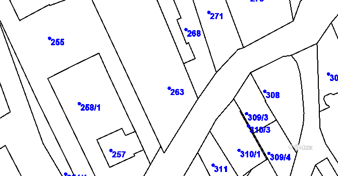 Parcela st. 263 v KÚ Havřice, Katastrální mapa