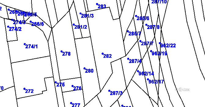 Parcela st. 282 v KÚ Havřice, Katastrální mapa