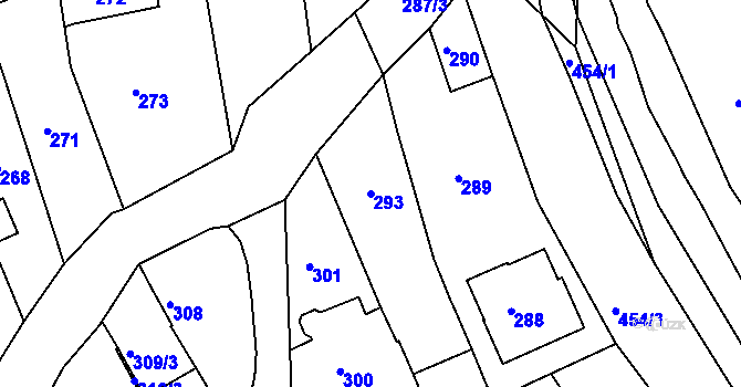 Parcela st. 293 v KÚ Havřice, Katastrální mapa