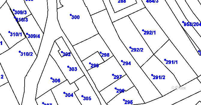 Parcela st. 298 v KÚ Havřice, Katastrální mapa