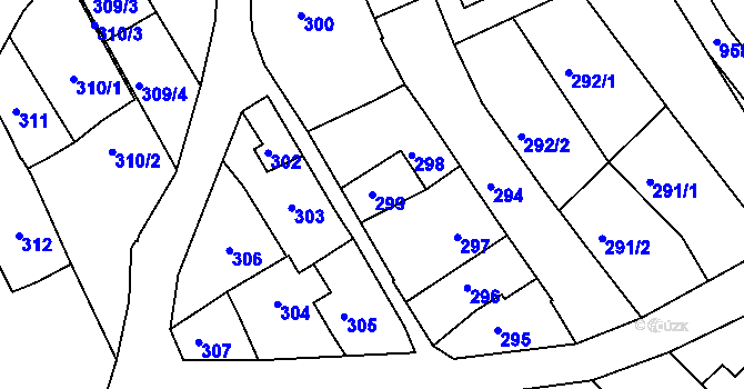 Parcela st. 299 v KÚ Havřice, Katastrální mapa