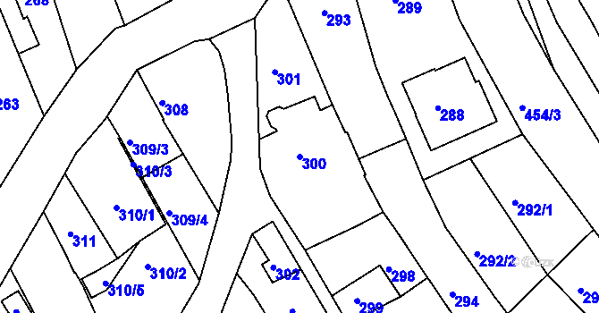 Parcela st. 300 v KÚ Havřice, Katastrální mapa