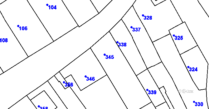 Parcela st. 345 v KÚ Havřice, Katastrální mapa