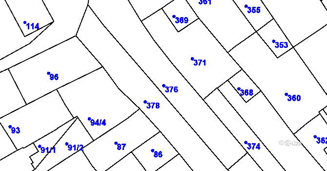 Parcela st. 376 v KÚ Havřice, Katastrální mapa