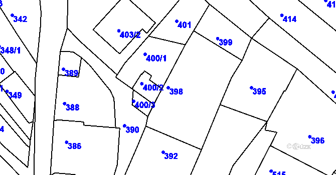 Parcela st. 398 v KÚ Havřice, Katastrální mapa