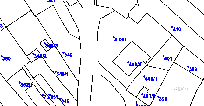 Parcela st. 405 v KÚ Havřice, Katastrální mapa