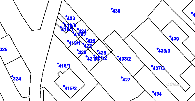 Parcela st. 426 v KÚ Havřice, Katastrální mapa