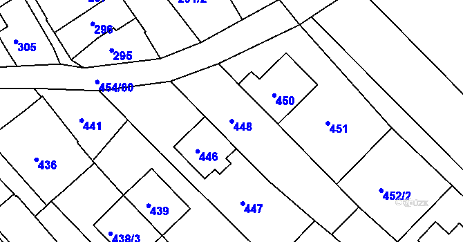 Parcela st. 448 v KÚ Havřice, Katastrální mapa