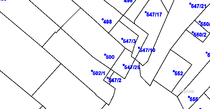 Parcela st. 500 v KÚ Havřice, Katastrální mapa