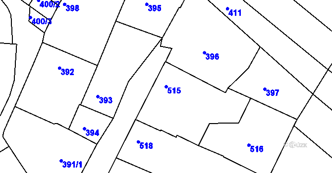 Parcela st. 515 v KÚ Havřice, Katastrální mapa