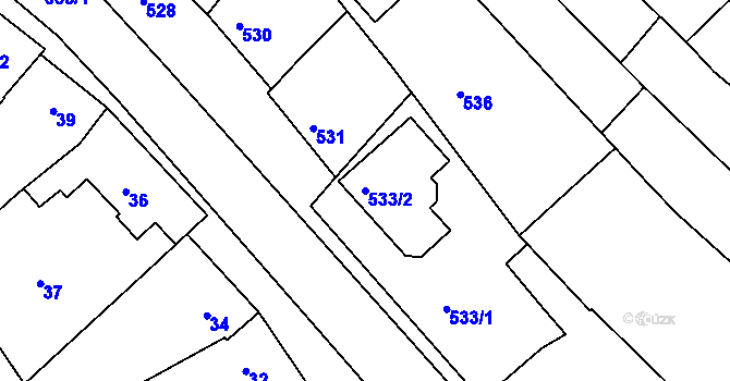 Parcela st. 533/2 v KÚ Havřice, Katastrální mapa