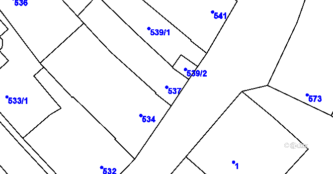 Parcela st. 537 v KÚ Havřice, Katastrální mapa