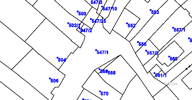 Parcela st. 547/1 v KÚ Havřice, Katastrální mapa