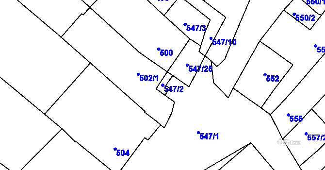 Parcela st. 547/2 v KÚ Havřice, Katastrální mapa
