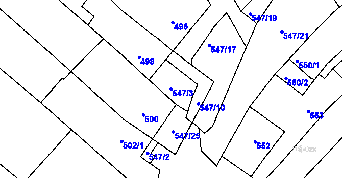 Parcela st. 547/3 v KÚ Havřice, Katastrální mapa