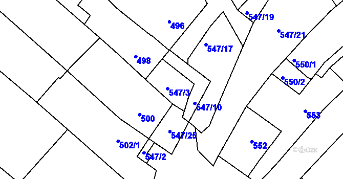 Parcela st. 547/4 v KÚ Havřice, Katastrální mapa