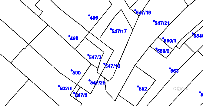 Parcela st. 547/5 v KÚ Havřice, Katastrální mapa