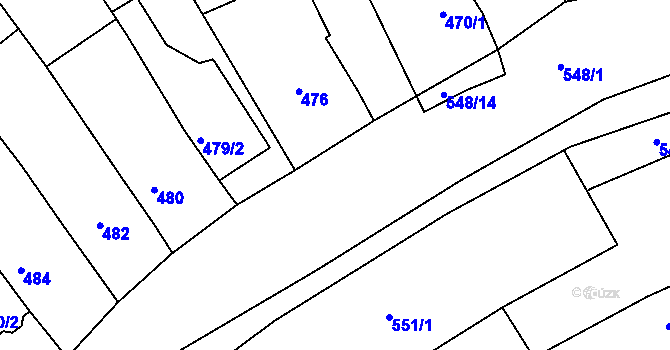 Parcela st. 548/1 v KÚ Havřice, Katastrální mapa