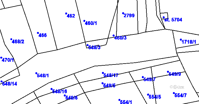 Parcela st. 548/4 v KÚ Havřice, Katastrální mapa