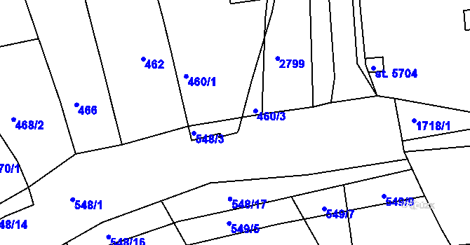 Parcela st. 548/5 v KÚ Havřice, Katastrální mapa