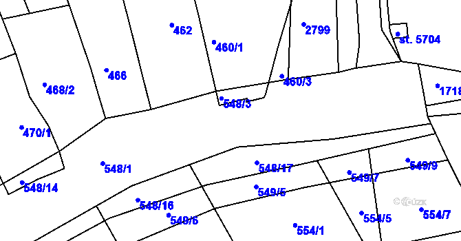 Parcela st. 548/6 v KÚ Havřice, Katastrální mapa