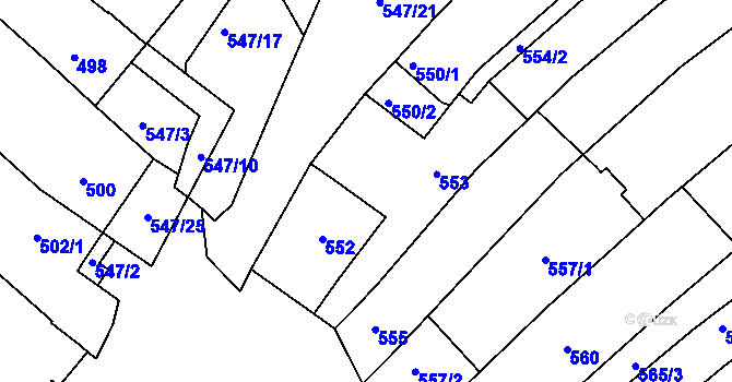 Parcela st. 553 v KÚ Havřice, Katastrální mapa