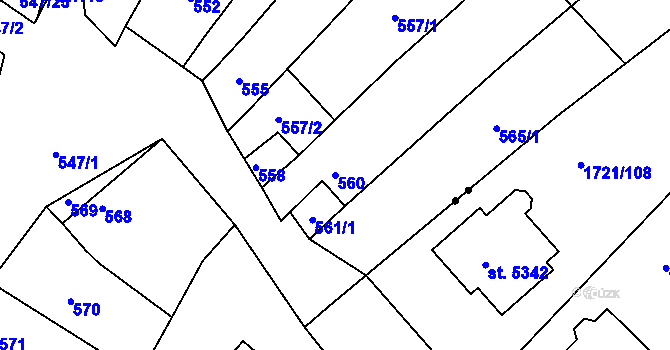 Parcela st. 560 v KÚ Havřice, Katastrální mapa