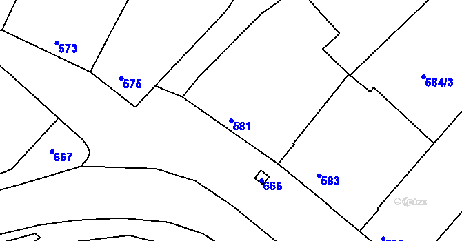 Parcela st. 581 v KÚ Havřice, Katastrální mapa