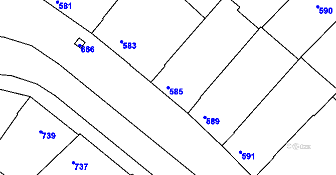 Parcela st. 585 v KÚ Havřice, Katastrální mapa