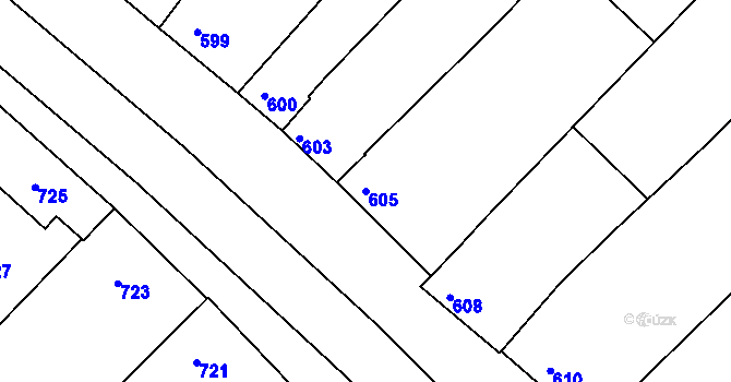 Parcela st. 605 v KÚ Havřice, Katastrální mapa