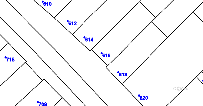 Parcela st. 616 v KÚ Havřice, Katastrální mapa