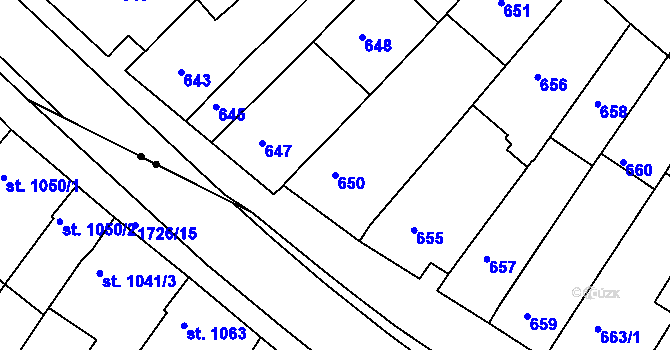Parcela st. 650 v KÚ Havřice, Katastrální mapa