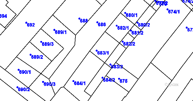 Parcela st. 683/1 v KÚ Havřice, Katastrální mapa