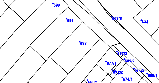 Parcela st. 687 v KÚ Havřice, Katastrální mapa