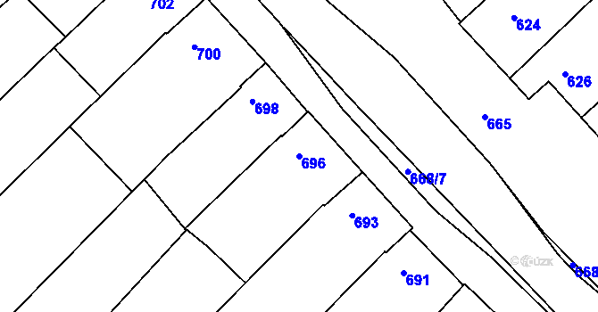 Parcela st. 696 v KÚ Havřice, Katastrální mapa