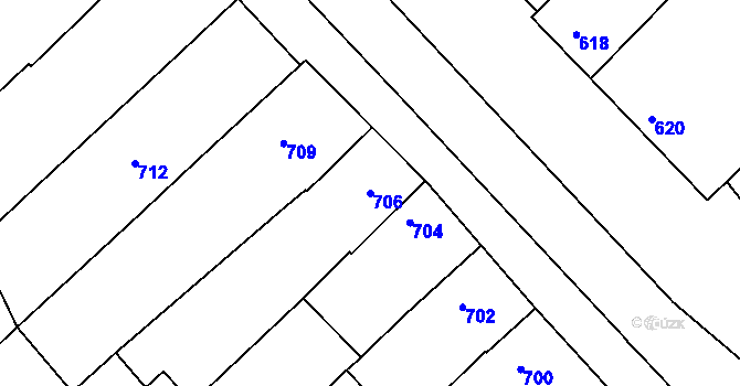 Parcela st. 706 v KÚ Havřice, Katastrální mapa