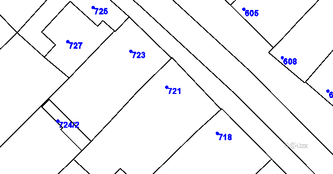 Parcela st. 721 v KÚ Havřice, Katastrální mapa
