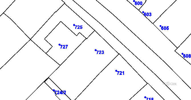 Parcela st. 723 v KÚ Havřice, Katastrální mapa