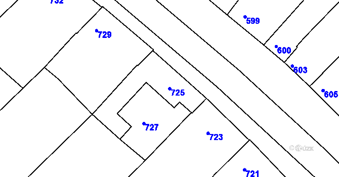 Parcela st. 725 v KÚ Havřice, Katastrální mapa