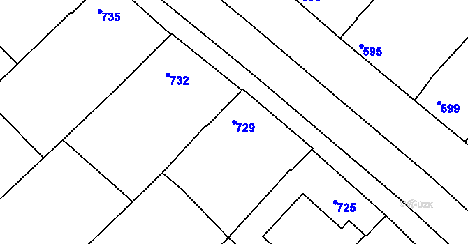 Parcela st. 729 v KÚ Havřice, Katastrální mapa